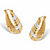 Round Diamond Accent Two-Tone Banded Oval Hoop Earrings Gold-Plated 1 1/8"-11 at PalmBeach Jewelry