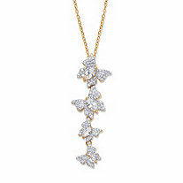 Marquise-Cut and Round Cubic Zirconia Butterfly Pendant Necklace 2.74 TCW Gold-Plated 18"-20"