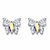 Marquise-Cut and Round Aurora Borealis Cubic Zirconia Butterfly Stud Earrings .87 TCW Platinum-Plated-11 at PalmBeach Jewelry