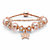 Pink Crystal Bali-Style Beaded Flower and Butterfly Charm Bracelet 14k Rose Gold-Plated 7.25"-11 at PalmBeach Jewelry
