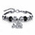 Round Black Crystal Half Beaded Bali-Style Elephant Charm Bracelet in Antiqued Silvertone 7.25"-11 at PalmBeach Jewelry