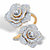 Round Cubic Zirconia Rose Flower Cocktail Wrap Ring 2.81 TCW Gold-Plated-15 at PalmBeach Jewelry