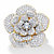 Round Cubic Zirconia Rose Flower Cocktail Ring 3.58 TCW Gold-Plated-11 at PalmBeach Jewelry