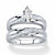 Marquise-Cut Cubic Zirconia and Diamond Accent 2-Piece Diagonal Bridal Ring Set .74 TCW in Platinum over Sterling Silver-11 at PalmBeach Jewelry