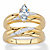 Marquise-Cut Cubic Zirconia and Diamond Accent 2-Piece Diagonal Bridal Ring Set .74 TCW in 18k Gold-Plated Sterling Silver-11 at PalmBeach Jewelry