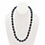 Oval Midnight Blue Cabochon Lucite Bead Single Strand Necklace in Goldtone 23"-15 at PalmBeach Jewelry