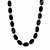 Oval Black Cabochon Lucite Bead Strand Necklace in Silvertone 28"-11 at PalmBeach Jewelry