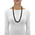Oval Black Cabochon Lucite Bead Strand Necklace in Silvertone 28"-13 at PalmBeach Jewelry