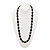 Oval Black Cabochon Lucite Bead Strand Necklace in Silvertone 28"-15 at PalmBeach Jewelry