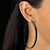 Black Enamel Open Hoop Earrings in Silvertone 2.75""-13 at PalmBeach Jewelry