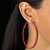 Red Enamel Open Hoop Earrings in Silvertone 2.75"-13 at PalmBeach Jewelry