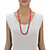 Oval Red Cabochon Lucite Beaded Single Strand Necklace in Goldtone 23"-13 at PalmBeach Jewelry