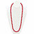 Oval Red Cabochon Lucite Beaded Single Strand Necklace in Goldtone 23"-15 at PalmBeach Jewelry
