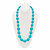 Blue Mod-Style Graduated Lucite Cabochon Beaded Strand Necklace in Silvertone 28"-15 at PalmBeach Jewelry