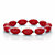 Oval Red Cabochon Lucite Bead Single Strand Stretch Bracelet in Silvertone, 7"-11 at PalmBeach Jewelry