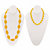 Yellow Mod-Style Lucite Cabochon Strand Necklace 28" BONUS: Buy One Necklace, Get the Beaded Necklace FREE! SIlvertone 18"-21"-11 at PalmBeach Jewelry