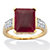Emerald-Cut Genuine Red Ruby and White Topaz Cocktail Ring 6.65 TCW 14k Gold over Sterling Silver-11 at PalmBeach Jewelry