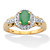 Oval-Cut Genuine Green Emerald and White Topaz Halo Ring .97 TCW 14k Gold over Sterling Silver-11 at PalmBeach Jewelry
