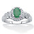 Oval-Cut Genuine Green Emerald and White Topaz Halo Ring .97 TCW Sterling Silver-11 at PalmBeach Jewelry