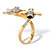 Round Black and White Cubic Zirconia Flower and Bee Wrap Cocktail Ring 1.27 TCW Gold-Plated-12 at PalmBeach Jewelry