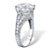 Round Cubic Zirconia  Milgrain Split Shank Engagement Ring 6.30 TCW, Platinum over Sterling Silver-12 at PalmBeach Jewelry