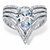 Pear-Cut and Round Cubic Zirconia Multi-Row Chevron Engagement Ring 3.51 TCW Platinum over Sterling Silver-11 at PalmBeach Jewelry