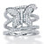 Round Cubic Zirconia Butterfly Wrap Ring 1.95 TCW Silvertone-11 at Direct Charge presents PalmBeach