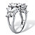Pear and Marquise-Cut Cubic Zirconia Silver Flower Cocktail Ring 2.49 TCW Platinum over Sterling-12 at PalmBeach Jewelry