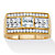 Men's  Square-Cut and Round Cubic Zirconia Multi-Row Ring 1.38 TCW Gold-Plated-11 at PalmBeach Jewelry