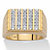 Men's Round Diamond  Multi-Row Grooved Ring  1/4 TCW 18k Gold over Sterling Silver-11 at PalmBeach Jewelry