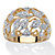 Round Diamond Accent Two-Tone Openwork Dome Leaf Ring 18k Gold-Plated-11 at PalmBeach Jewelry
