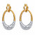 Round Diamond Accent Oval Drop Earrings 1" 18k Gold-Plated-11 at PalmBeach Jewelry