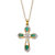 Oval-Cut Genuine Green Emerald and Diamond Cross Pendant Necklace 18" 1 TCW 18k Gold over Sterling Silver-11 at PalmBeach Jewelry