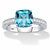 Cushion-Cut Blue and White Round Cubic Zirconia Milgrain Ring 1.89 TCW Sterling Silver-11 at PalmBeach Jewelry