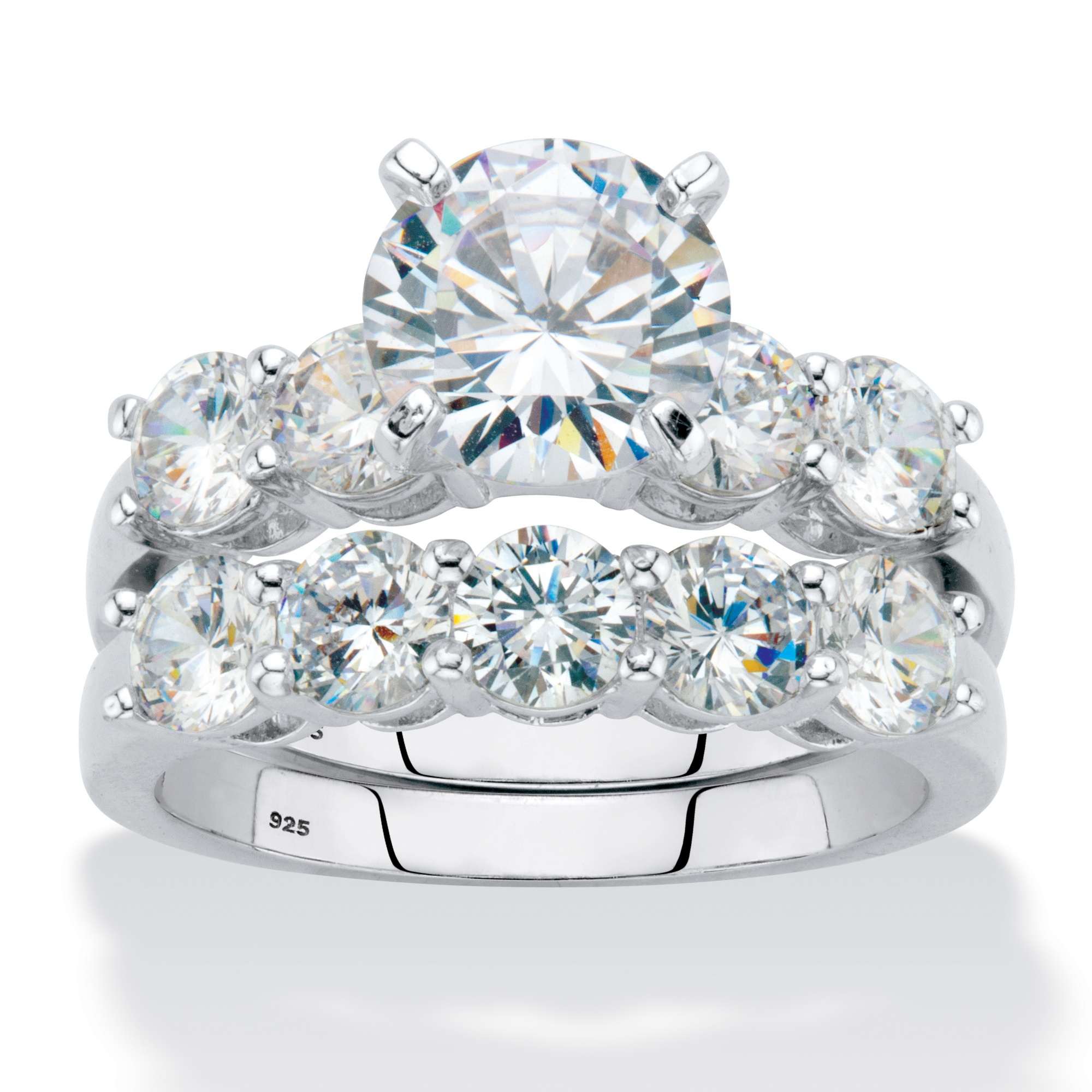 Round Cubic Zirconia 2-Piece Bridal Ring Set 4.25 TCW Platinum over