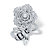 Round Black and White Cubic Zirconia Flower and Bee Cocktail Ring 1.27 TCW  Platinum-Plated-11 at PalmBeach Jewelry