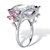 Cushion-Cut White and Pink Cubic Zirconia Flower Cocktail Ring 9.80 TCW Platinum-Plated-12 at PalmBeach Jewelry