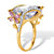 Cushion-Cut White and Pink Cubic Zirconia Flower Cocktail Ring (9.80 cttw) Gold-Plated-16 at PalmBeach Jewelry
