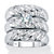 Round Cubic Zirconia 3-Piece Bridal Ring Set .85 TCW Platinum over Sterling Silver-11 at PalmBeach Jewelry