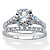 Round Cubic Zirconia 2 Piece Bridal Ring Set 2.24 TCW Platinum over Sterling Silver.-11 at PalmBeach Jewelry