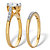 Round Cubic Zirconia 2 Piece Bridal Ring Set 2.24 TCW  Two-Tone 18k Gold Over Sterling Silver-12 at PalmBeach Jewelry