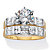Round and Emerald-Cut CZ 2 Piece Bridal Ring Set 3.46 TCW Two-Tone Gold-Plated Sterling Silver-11 at PalmBeach Jewelry