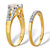 Round CZ Spit Shank 2 Piece Bridal Ring Set 2.30 TCW Two Tone 18k Gold Over Sterling Silver-12 at PalmBeach Jewelry