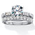 Round and Baguette Cut Cubic Zirconia 2.66 TCW Platinum Over Silver 2 Piece Bridal Ring Set-11 at PalmBeach Jewelry