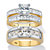 Princess-Cut Cubic Zirconia His and Hers Trio Wedding Ring Set 4.20 TCW 18k Gold over Sterling Silver-11 at PalmBeach Jewelry