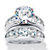 Round Cubic Zirconia 2-Piece Channel-Set Graduated Bridal Ring Set 6.09 TCW in Silvertone-11 at PalmBeach Jewelry