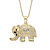 Round White and Black Crystal "Good Luck" Elephant Pendant  16"-18" Chain Goldtone-11 at PalmBeach Jewelry
