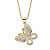 White Round Crystal Pave Butterfly Pendant Necklace 16"-18" Chain  Goldtone-11 at PalmBeach Jewelry