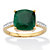 Genuine Cushion-Cut Green Emerald And White Topaz Two-Tone Cocktail Ring 4.60 TCW Gold-Plated Sterling Silver-11 at PalmBeach Jewelry