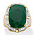 Cushion-Cut Genuine Green Emerald and White Topaz Two-Tone Cocktail Ring 11.24 TCW Gold-Plated Sterling Silver-11 at PalmBeach Jewelry